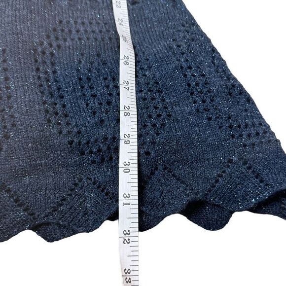 Aryeh Crochet Sweater Mini Dress Wool Blend Metallic Blue A-Line Size S - Picture 7 of 13